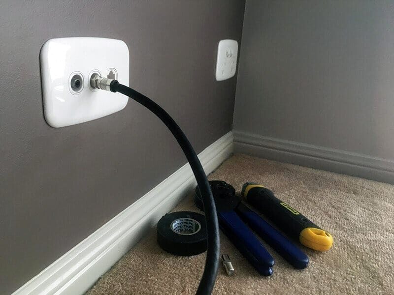 Professional TV antenna wall point installation